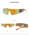 Drie hoeken van randloze sportzonnebril met eendelig oranje gradiënt glas-design - Oranje Montuur Oranje Rood Spiegel