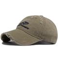 Vintage honkbalpet in olijfbruin met distressed look en borduursel 'PRESENTS' - Verstelbaar / Khaki