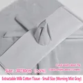 Waterproof misty grey milk cotton floral inner wrapping paper, small size 30x30cm - Extracted Milk Cotton - Small / Morning Mist Grey