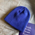 Thick warm knitted beanie in royal blue color with classic ribbed texture - Elastic / Royal Blue