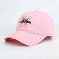 Pink cotton baseball cap featuring black butterfly embroidery and Love Poem text - Adjustable / Pink