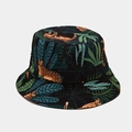 Detail of double-sided bucket hat with leopard and tropical palm leaf print - M (56-58cm) / Leopard Pattern Reversible