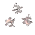 Silver crescent moon alloy charms with iridescent opal stone inlay for DIY bracelets - Pink Moon 17x18mm