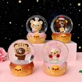 Cute cartoon bear crystal ball with glowing base, available in brown, pink and yellow - Cartoon Bear Series (No. 58) / 45# Light + Snow (Random One)