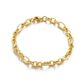 Pulsera de cadena de eslabones con textura en acero inoxidable acabado dorado - Pulsera / 190*6mm / Dorado