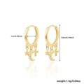Gold S925 silver hoop earrings with star, crescent moon, and cross pendants with stones - 925 Silver / Gold