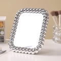 Miroir de table rectangulaire argenté avec cadre torsadé pour coiffeuse de chambre - Carré / Argenté