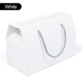 White trapezoidal gift paper box with blue twisted rope handle for holiday packaging - 20x10x13.5cm-Handheld Gift Box / White