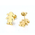 Boucles d'oreilles silhouette fille minimalistes en acier inoxydable doré avec fermoir papillon - Silhouette de Fille Dorée (KE89947-K)
