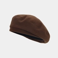 Classic dark brown wool beret hat with vintage painter style and fine stitching details - One Size / Dark Brown