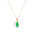 Golden necklace with green gummy bear pendant and crystal detail with size dimensions - Green
