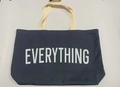 Donkergrijze grote canvas draagtas met Everything-print en crèmekleurige handvatten - 73*44*17 / donkergrijs