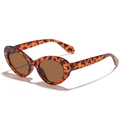 Retro ovale zonnebril met schildpadmontuur, bruine lenzen en metalen klinknagels - Schildpad Frame Thee Lenzen