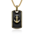 Collana hip hop con ciondolo ad ancora dorata e design a piastrina militare - Oro (Solo Pendente)