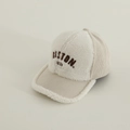 Detailed close-up of BOSTON 1630 embroidery on sherpa and corduroy baseball cap - 52-54cm 3-8 Years / White