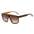 Fashion oversized square sunglasses with black and orange dual-color frame and gradient lenses - Black Orange Frame Gradient Brown Lens