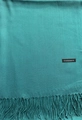 Teal cashmere scarf featuring classic fringe tassels and woven texture finish - Aqua Blue / 68x200cm