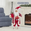 Standing Santa Claus figure with patterned red coat, gift bag and vintage lantern - Red Suit with Sack