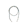 Colorful seed bead chain with sky blue and gold accents and silver lobster clasps - Gray