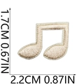 Macro shot of musical note embroidery patch with dimensions 1.7x2.2cm on white background - Beige Musical Note Shape (30号)