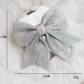 Grande fiocco natalizio glitterato argento 17x20cm per decorazione albero - 17cm / Argento