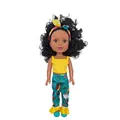 Realistic African girl doll with yellow knit top, floral pants, and music function - 32CM Girl Doll Style 1