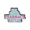 Eat Sleep Pharmacy Repeat Emaille-Anstecknadel für Apotheker in Weiß und Rosa - Eat Sleep Pharmacy Repeat Stil (QHXZ2026)