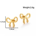 Elegant gold bow earrings in stainless steel with 1.31cm x 1.54cm dimensions - Classic Versatile Bow (YE-092-Gold)