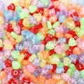 Mixed color heart shaped acrylic alphabet beads for DIY jewelry and crafts - Heart Shape Transparent Colored Letters (100pcs)