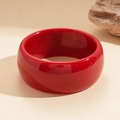 Glossy bright red chunky acrylic bangle with smooth round arc surface for women - Red