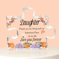 Transparent acrylic puzzle piece plaque for daughter with colorful floral and bee prints - Daughter Style (Q79)