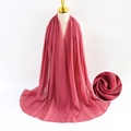 Pink pearl chiffon hijab scarf with breathable fabric and close-up texture detail - Pink