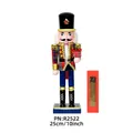10-inch wooden nutcracker soldier in red plaid uniform with blue base and gift box - Soldier with Gift Box(R2522)