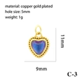 18K gold plated copper heart pendant with purple gradient crystal, size 11x9mm - Gold Milgrain Heart Pendant C-3