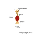 Golden fish charm with red oil drip and zircon inlay on stainless steel bracelet - D190-7 Gold Fish Enamel Pendant (Orange) 1PC
