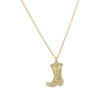 Collana con pendente a stivale in ottone placcato oro 18k e micro cristalli bianchi - Stivale con Zirconi Pave Oro