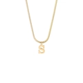 Detailed close-up of 18K gold stainless steel snake chain with capital letter S pendant - Style S