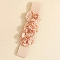 Cinturón elástico con tres flores de rosa de satén en color rosa champán para mujer - Caqui