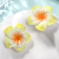 DIY plumeria hair accessories in gradient yellow and orange-pink resin for jewelry - Large Yellow