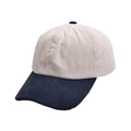 Detailed close-up showing the beige and navy blue texture of this corduroy baseball cap. - Beige/Navy Blue