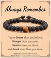 Bracciale regolabile in perle di occhio di tigre e onice su biglietto vintage - Bracciale in Onice Opaco e Occhio di Tigre + Carta Always Remember (Con carta)