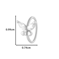 Silver butterfly nose ring featuring marquise cut cubic zirconia wings and C-shape design - Style 3-Butterfly (HSPJ0164) / Silver