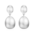 Minimalist silver stainless steel teardrop earrings with a smooth polished metal finish - Double Layer Round Drop Steel (MS-460)