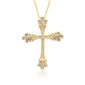 Detailansicht eines goldenen Kreuzanhängers mit mikrogepflasterten Zirkoniasteinen - Klassisches Kreuz mit Strass-Pavé (E004)