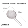 Colino medio in acciaio inox 16cm a maglia fine con manico lungo e gancio - Colino a Maglia - 16cm (30 Mesh)