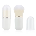 Draagbare uitschuifbare make-up borstel met stofkap en gouden metalen ring decoratie - Wit