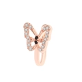 U-shaped non-pierced butterfly nose ring in rose gold finish with pave crystals - Rose Gold