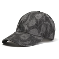 Vintage antraciet lederen baseballpet met bladstructuur en klassiek 6-panel ontwerp - Leertextuur Stijl / Zwart
