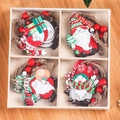 12-pack Christmas gnome wooden ornaments in a gift box with red beads and twine hangers - Gnome with Xmas Wreath Style (K1-3-Style 1)