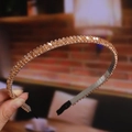 Close-up of champagne crystal beaded headband featuring hand-woven faceted rhinestones - 7# Champagne Rhinestone Headband